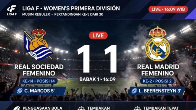 LIVE Skor Real Sociedad Femenino vs Real Madrid Femenino