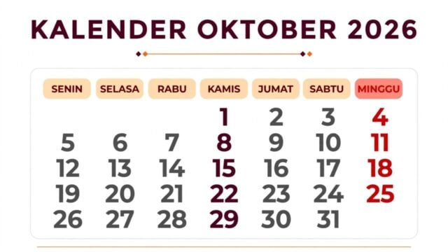 Kalender Oktober 2026 Lengkap
