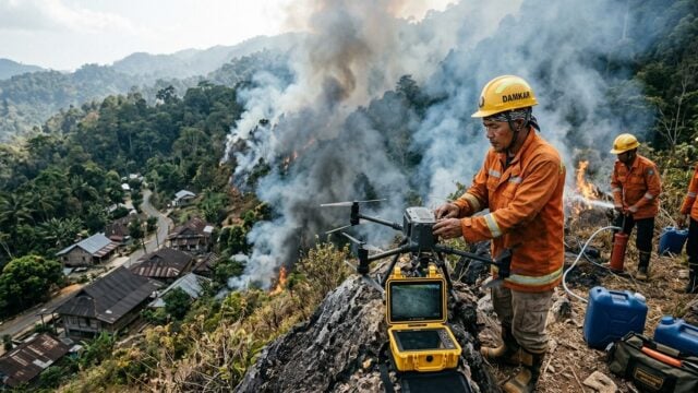 Kebakaran Gunung Rinjani meluas ke 589,23 hektare dengan asap membumbung tinggi di kawasan Bukit Setampol, Lombok