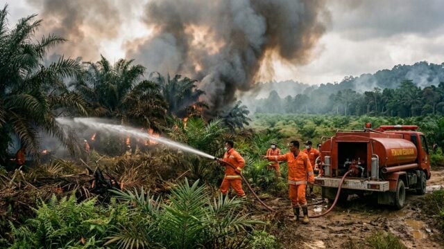 Kebun Sawit Terbakar di Pembuang Hulu Kalteng, BNPB: Dipantau Satgas Darat