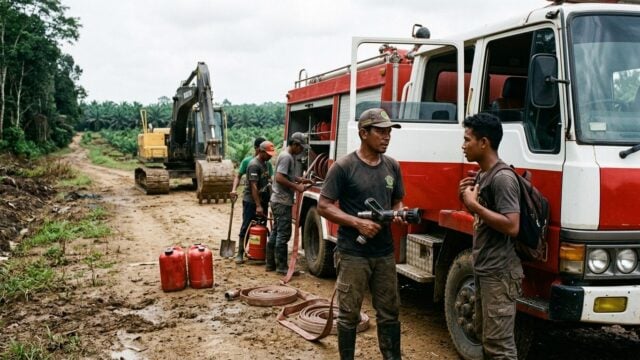 Tim perusahaan sawit Kotawaringin Timur dengan damkar dan alat berat siap penanganan karhutla