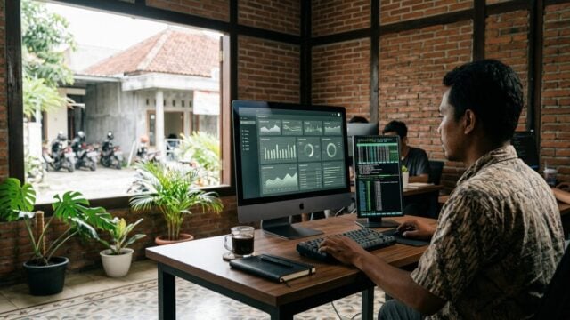 Ulasan alat AI ditampilkan pada layar kerja pengembang perangkat lunak