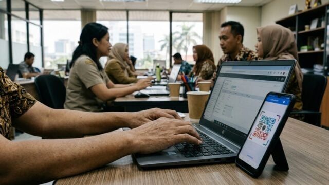 ASN Digital BKN diakses lewat laptop dengan autentikator pada ponsel