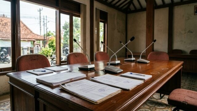 Dokumen pembahasan PKPU 19/2023 di atas meja rapat