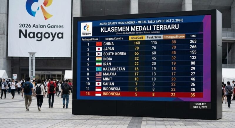 Klasemen Perolehan Medali Asian Games 2026