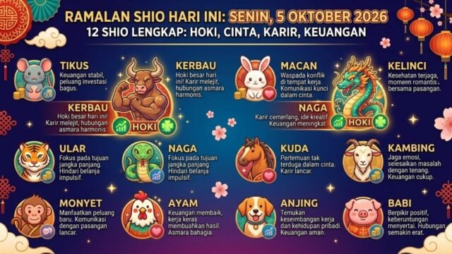 Ramalan Shio Hari Ini Senin 5 Oktober 2026