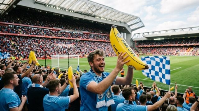 Manchester City Fans Revive 1980s Inflatable Banana Tradition at Anfield
