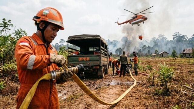 Personel gabungan menangani karhutla di Kalimantan dan Sumatera