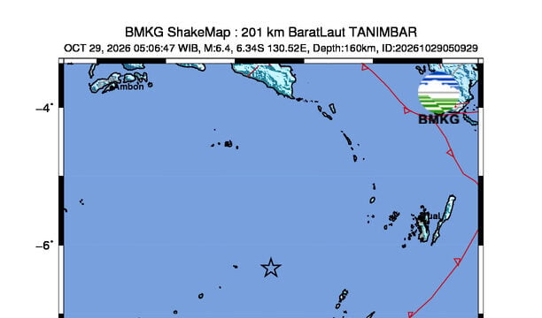Shakemap gempa M6.4
