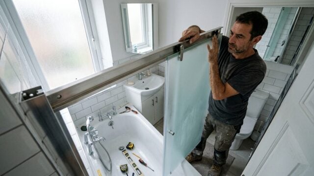 Swap Bathtub Curtain Add Privacy With Frosted Glass Door