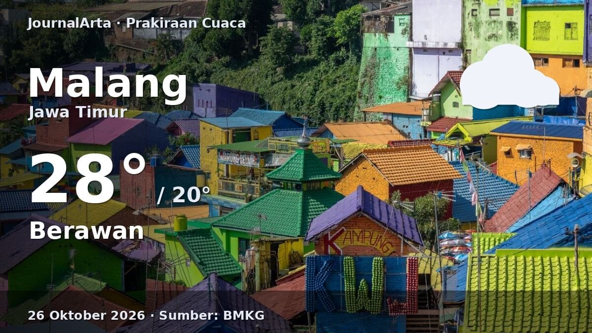 Prakiraan Cuaca Malang Hari Ini, 26 Oktober 2026: Berawan