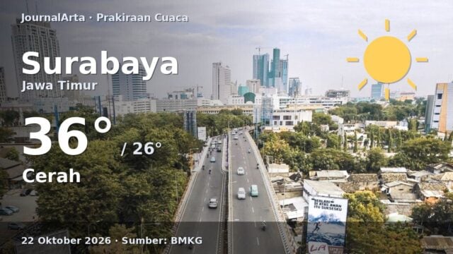 Prakiraan cuaca Surabaya 22 Oktober 2026