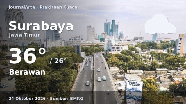 Prakiraan cuaca Surabaya 24 Oktober 2026